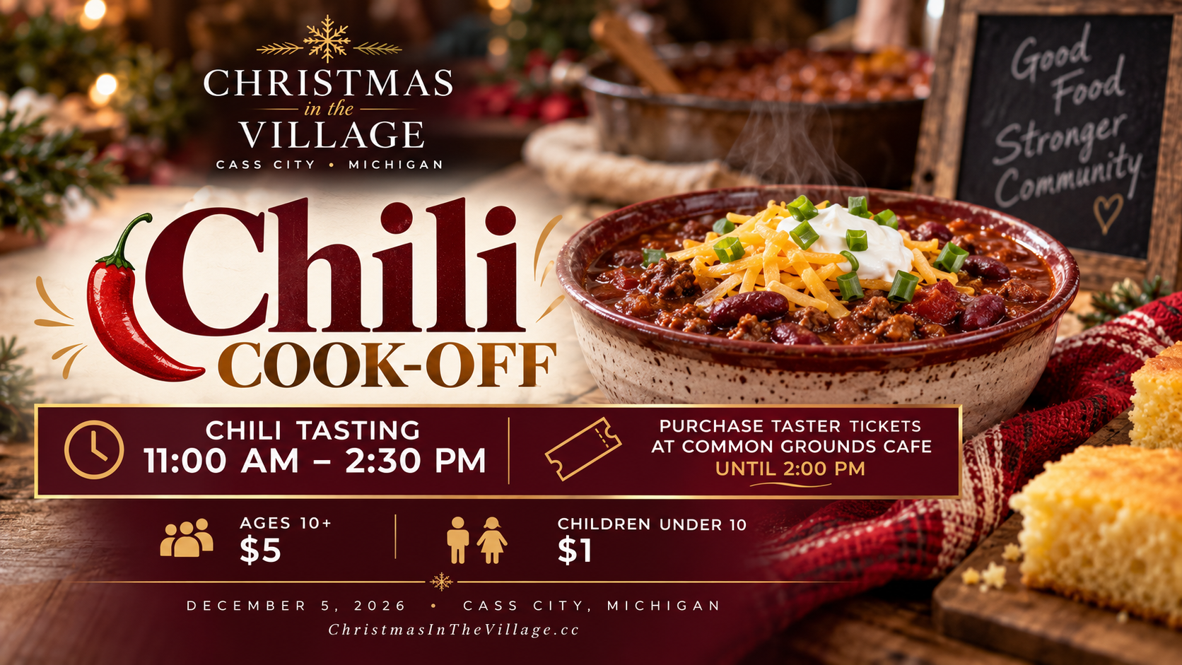 Chili Cook-Off at Christmas in the Village Michigan Christmas event in Cass City